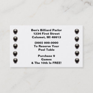 Loyalty Billiard Punch 8 Ball eight pool hall card