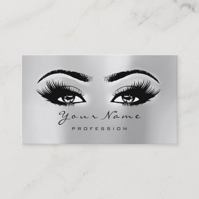 Loyalty Card 10 Makeup Lash Extension Silver Grey (Front)