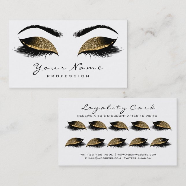 Loyalty Card 10 Makeup Lashes Extension Chocolate (Front/Back)