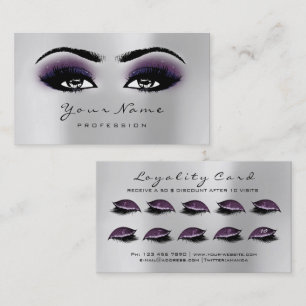 Loyalty Card 10 Makeup Lashes Extension Grey Plum