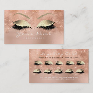 Loyalty Card 10 Makeup Lashes Rose Gold Glitter