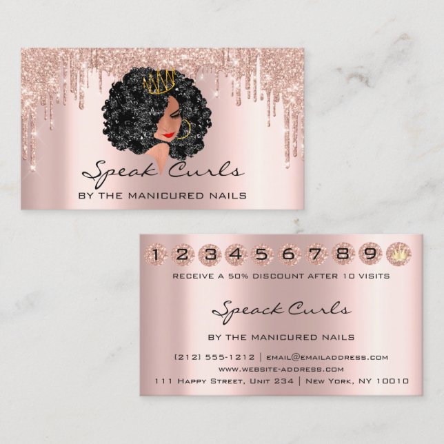 Loyalty Card 10 Punch Golden Crown Rose Hair (Front/Back)