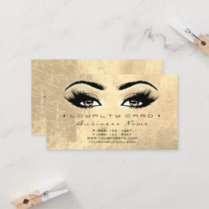 Loyalty Card 6 Beauty Lash Extesion Gold Makeup