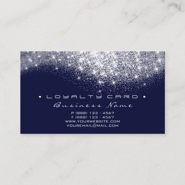Loyalty Card 6 Beauty Salon Grey Navy Glitter (Front)