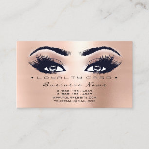 Loyalty Card 6 Beauty Salon Lash Peach Rose Eyes