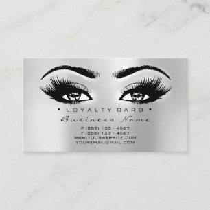 Loyalty Card 6 Beauty Salon Lash Silver Grey Grey