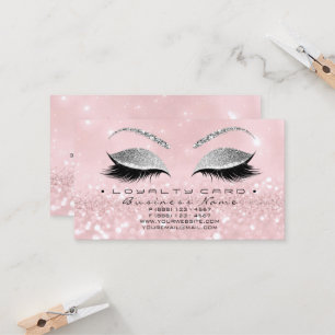 Loyalty Card 6 Beauty Salon Lashes Glitter Pink