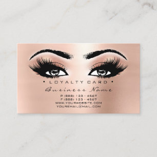 Loyalty Card 6 Beauty Salon Lashes Peach Rose Eyes