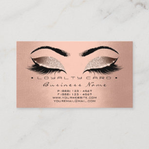 Loyalty Card 6 Beauty Salon Lashes Rose Heart Pink