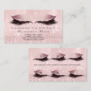 Loyalty Card 6 Beauty Salon Lashes Rose Pink Glam
