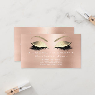 Loyalty Card 6 Beauty Salon Lashes Rose Pink Gold