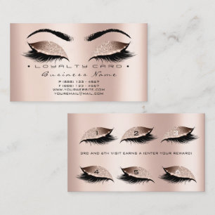 Loyalty Card 6 Beauty Salon Lashes Rose Skin Pink