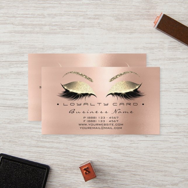 Loyalty Card 6 Beauty Salon Lashes Skin Pink Lux (Front/Back In Situ)