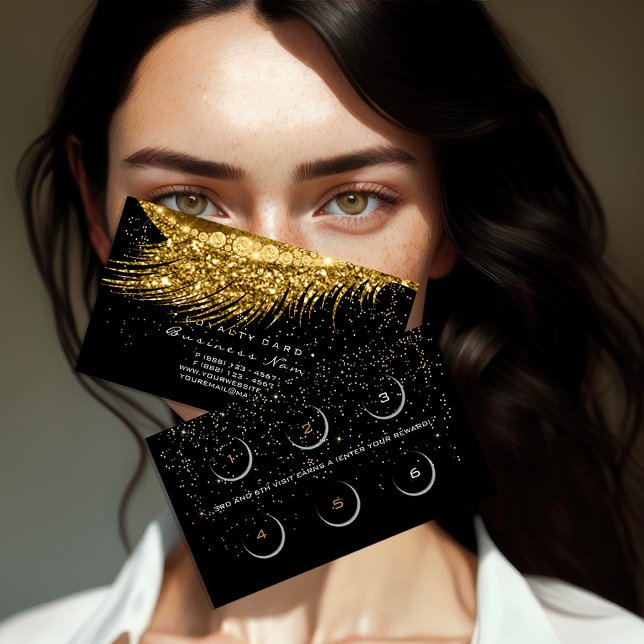 Loyalty Card 6 Beauty Salon Lux Lash Gold Confetti (Loyalty Card 6 Beauty Salon Lux Lash Gold Confetti)