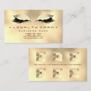 Loyalty Card 6 Beauty Salon Makeup Glass Gold