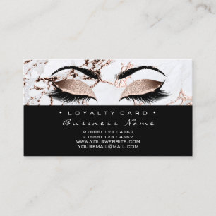 Loyalty Card 6 Lash CopperRose Gold Marble Glitter