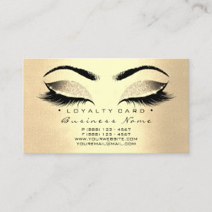 Loyalty Card 6 Lash Sepia Gold Crown Glitter