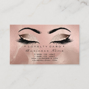 Loyalty Card 6 Lashes Skin Rose Gold Crown Glitter
