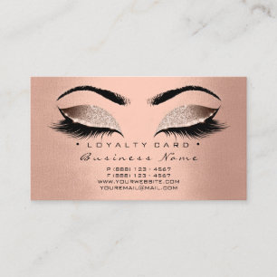 Loyalty Card 6 Lashes Skin Rose Gold Crown Glitter