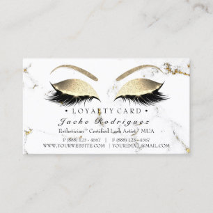 Loyalty Card 6 Punch Beauty Lashes Marble Gold