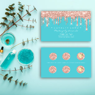 Loyalty Card 6 Punch Makeup Artist Heart Rose Blue