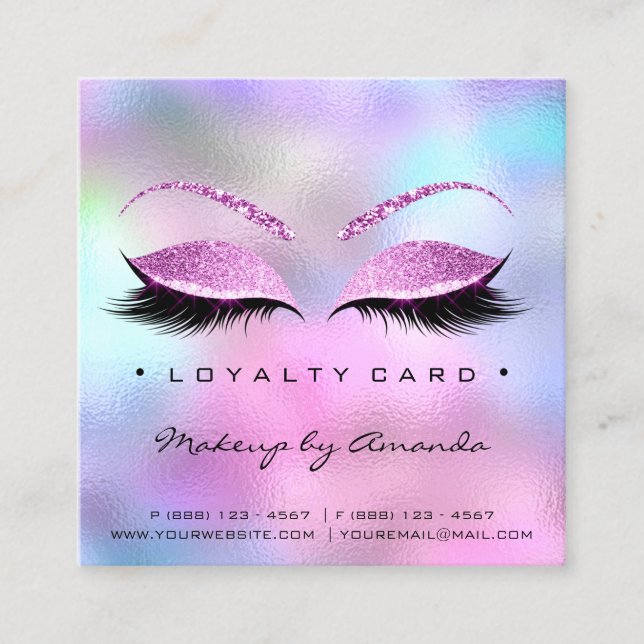 Loyalty Card 6 Punch Makeup Eyelash Heart Pink (Front)
