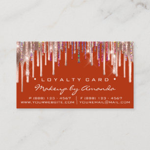Loyalty Card 6 Punch Makeup Holograph Drips Coral