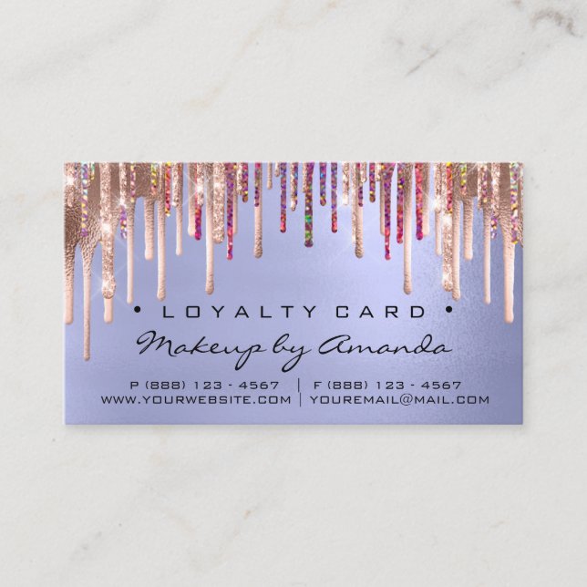 Loyalty Card 6 Punch Makeup Holograph Rose Blue (Front)