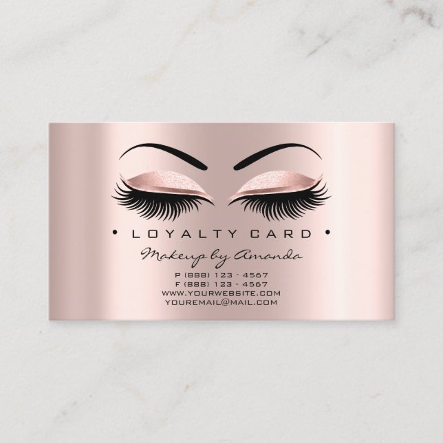 Loyalty Card 6 Punch Makeup Lashes Heart Rose Brow (Front)