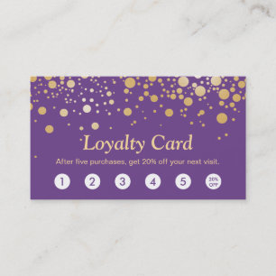 Loyalty Card Classy Purple Gold Confetti Dots