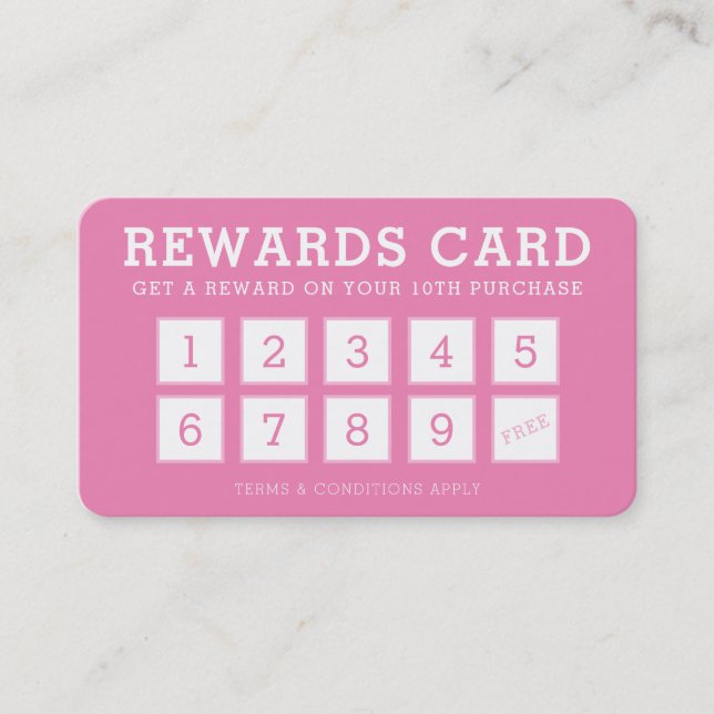 LOYALTY CARD cute modern loyalty 10 candy pink (Front)