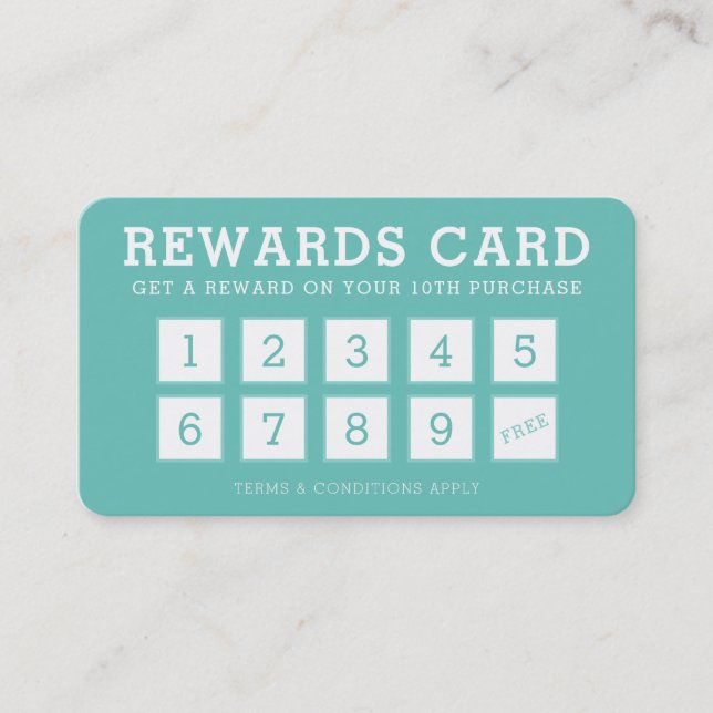 LOYALTY CARD cute modern loyalty 10 mint green (Front)