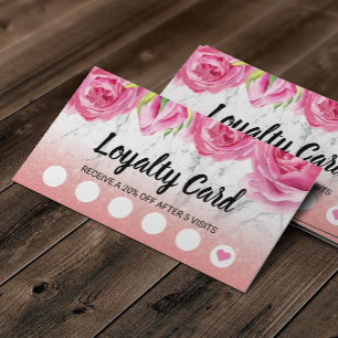 Loyalty Card   Elegant Floral Modern White Marble