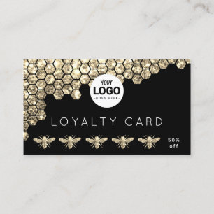 loyalty card faux glitter bees honeycomb