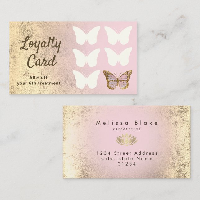 loyalty card faux gold foil butterfly (Front/Back)