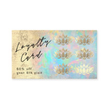 loyalty card faux gold foil lotus on opal texture