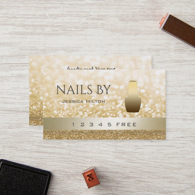 loyalty card glittery bokeh bright nail polish (Front/Back In Situ)