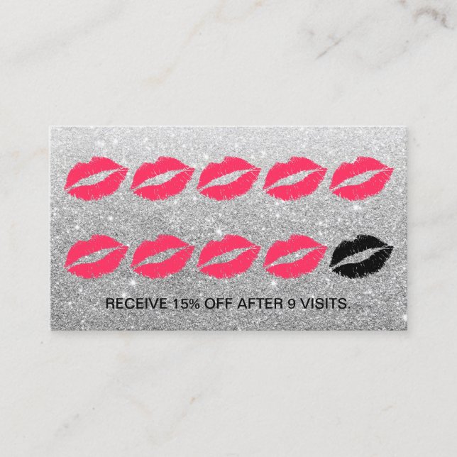 Loyalty Card | Makeup Artist Modern Silver Glitter (Front)