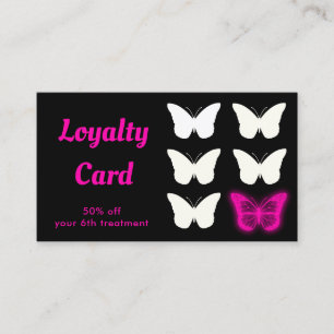 loyalty card neon pink butterfly