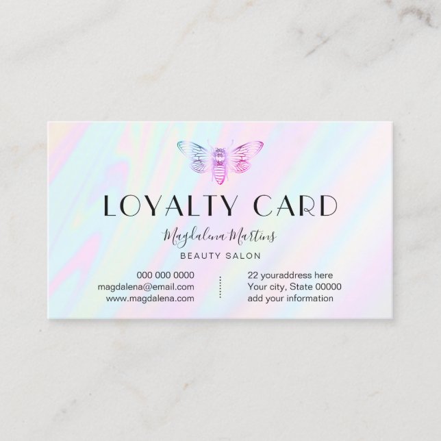 loyalty card pastel colours FAUX holographic bug (Front)