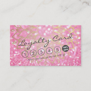 Loyalty Card Pink Glitter Gold Floral Makeup Hair