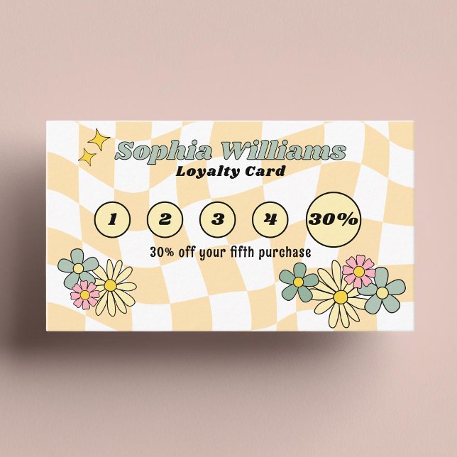Loyalty Card Retro Yellow Checks Business Discount (Creator Uploaded)
