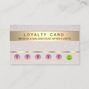 Loyalty Card Salon Makeup Artist Pink Gold faux
