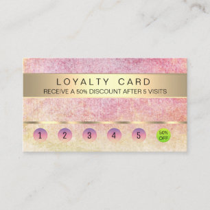 Loyalty Card Salon Makeup Artist Pink gold faux