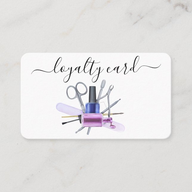 Loyalty Card Watercolor Nail Polish Salon (Front)