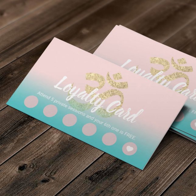 Loyalty Card | Yoga Instructor Om Symbol Pink Teal (Creator Uploaded)