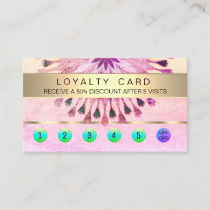 Loyalty Card Yoga Massage Pink Vintage Lotus