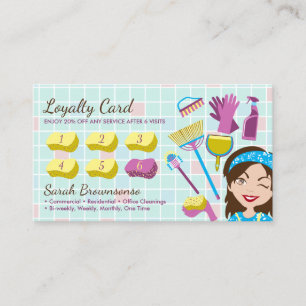 Loyalty Cleaning Service Janitorial Lady Sale Gift Discount Card
