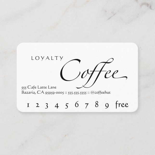 Loyalty Coffee Punch Card Swash Text (Front)