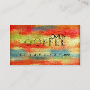 Loyalty Coffee Punch Colourful Wood Grain #10 Card